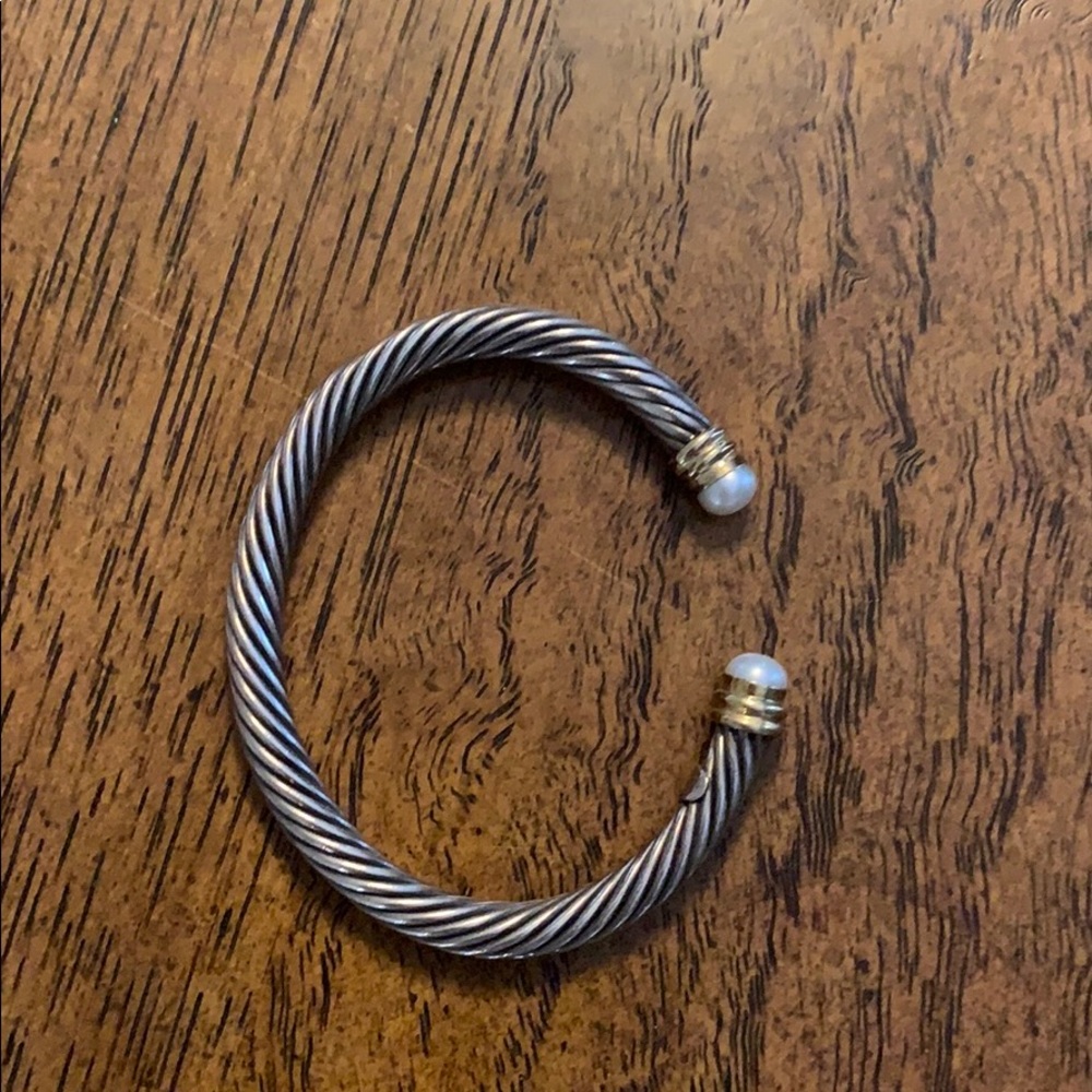 Silver, gold and pearl bracelet or cuff